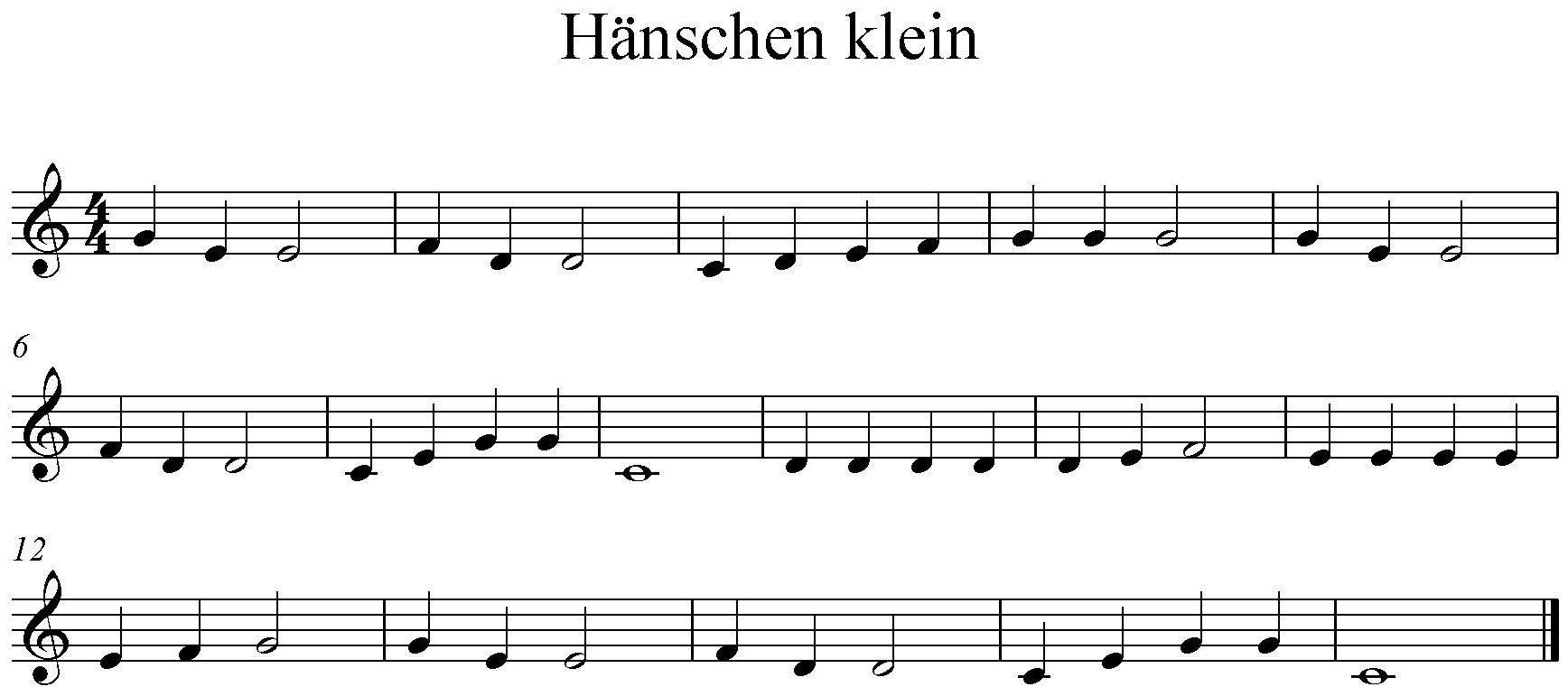 Hänschen klein, C-Dur